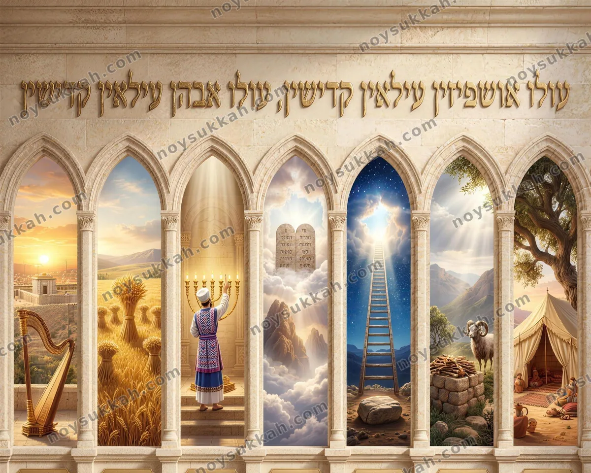 אושפיזין traditional — full-wall sukkah mural