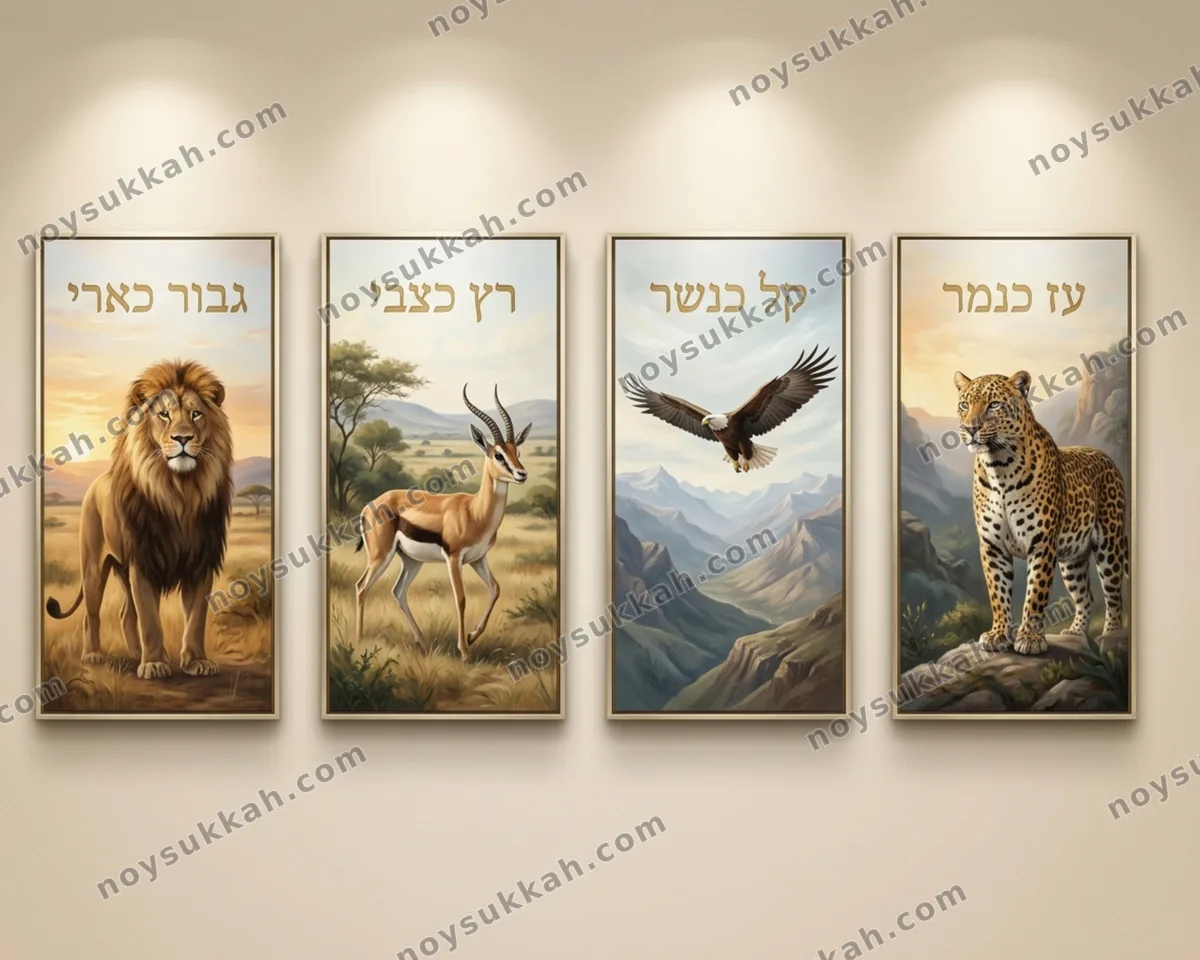 מידות הגבורה — full-wall sukkah mural
