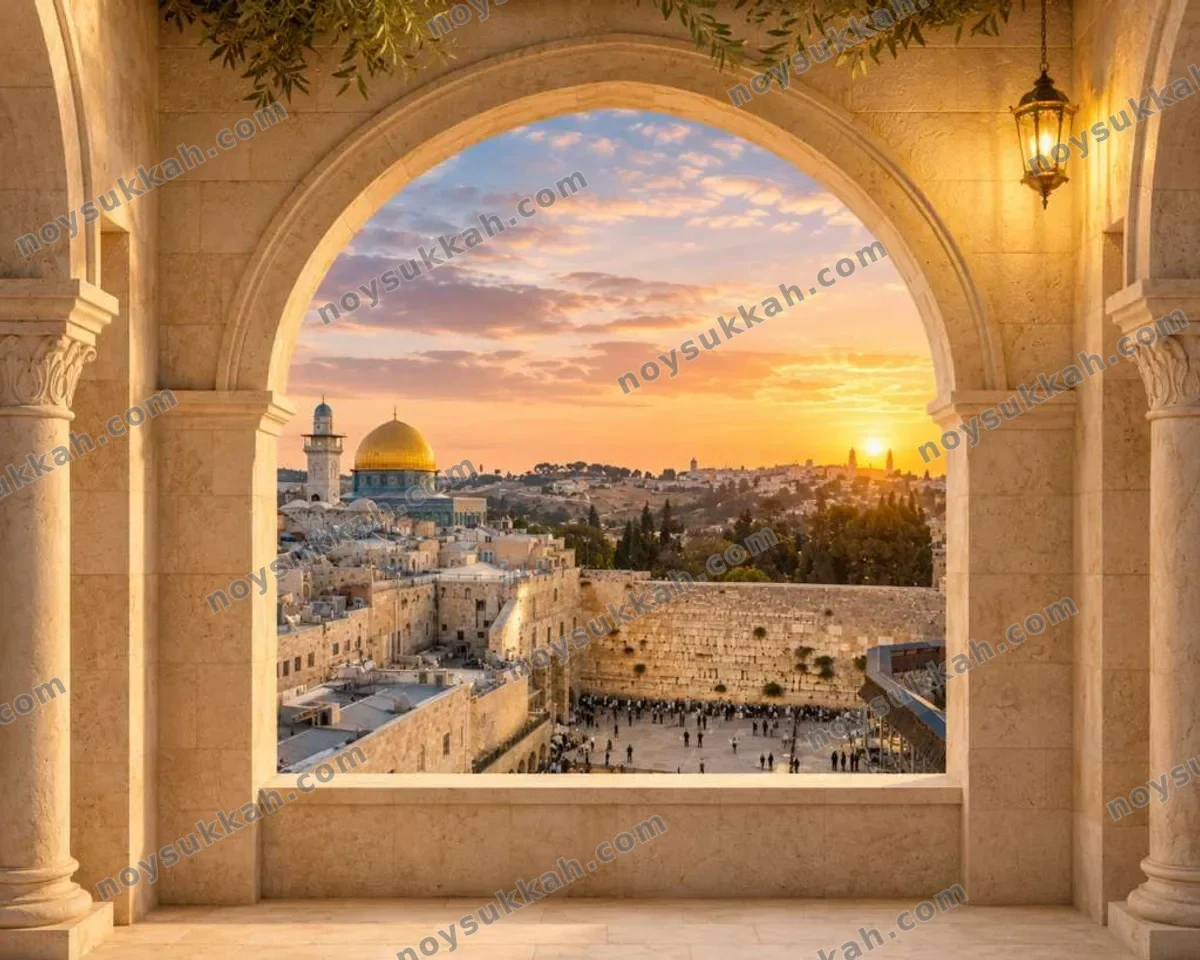 כותל look out — full-wall sukkah mural