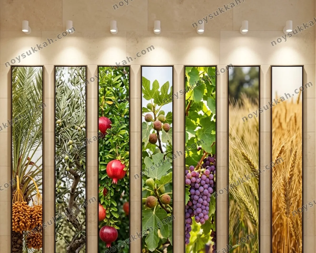 שבעת המינים — full-wall sukkah mural