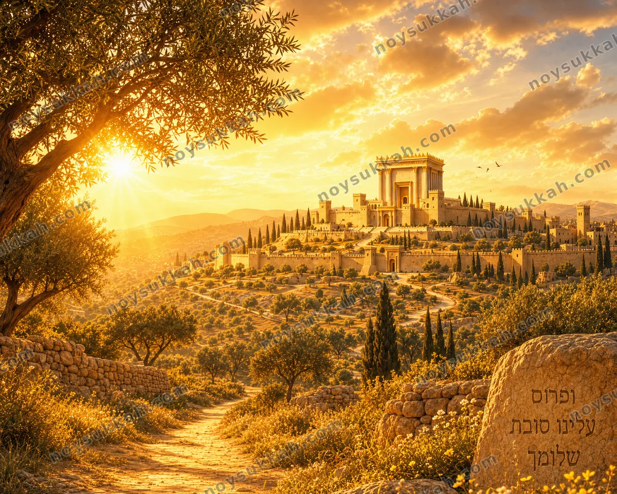 בית המקדש — full-wall sukkah mural